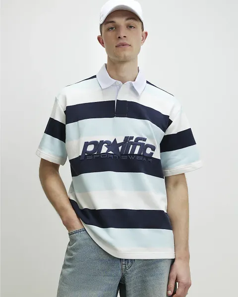 River Island Oversized Fit Striped Rugby Top