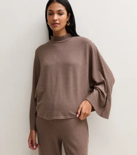 New Look Women's Maternity Mink Soft Touch Ribbed Cape Sleeve Top
