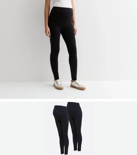 Women's Maternity 2 Pack Black Jersey Leggings