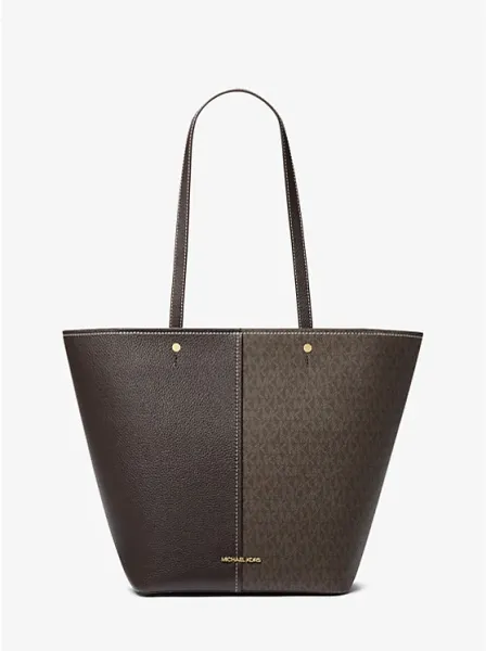 Michael Kors Flora Large Signature Logo and Leather Tote Bag