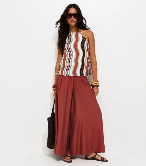 Women's Rust Wide Leg Palazzo Trousers