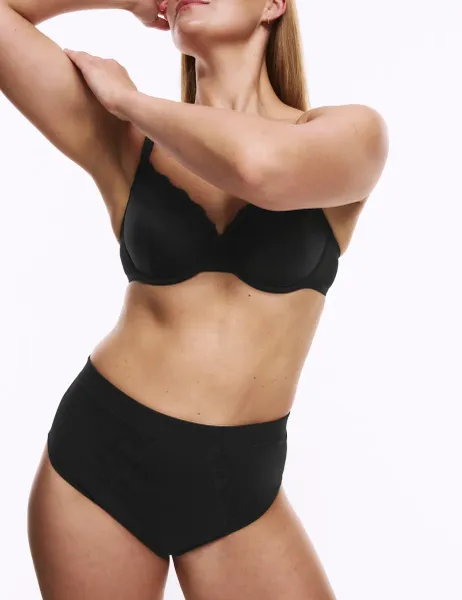 Marks & Spencer 3pk Cotton Rich Lace High Waisted Stoma Thongs Black