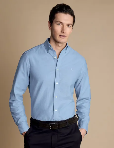 Charles Tyrwhitt Pure Cotton Stretch Oxford Shirt Light Blue