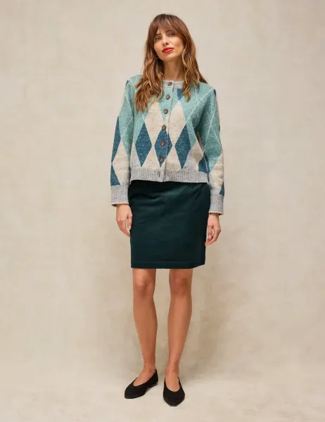 White Stuff Cotton Rich Cord Mini A-Line Skirt Green