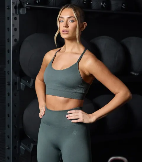 Gym King Women's Khaki Green Sculpt Seamless Bra