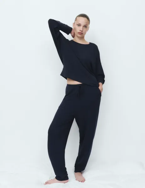 Marks & Spencer Flexifit Cuffed Leg Lounge Pyjama Set Navy