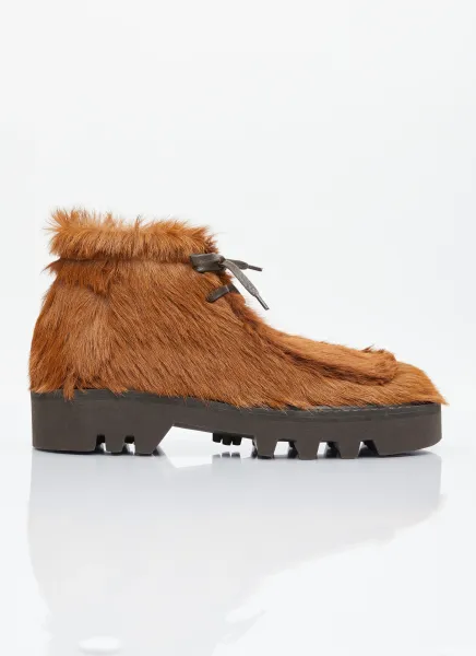 Ponyhair Lace-Up Boots