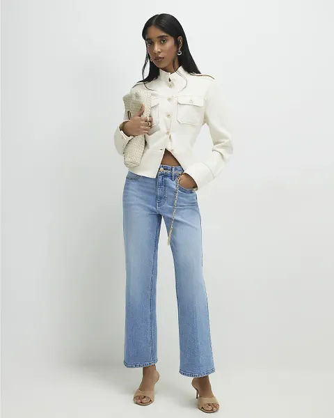 River Island Crease Front Kick Flare Jeans