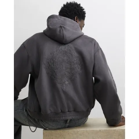River Island Cotton Baroque Zip Through Hoodie
