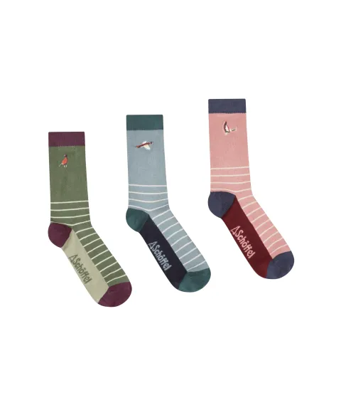 Schöffel Country Women's Bamboo Socks (Box Of 3) - Loden Green Pheasant Mix