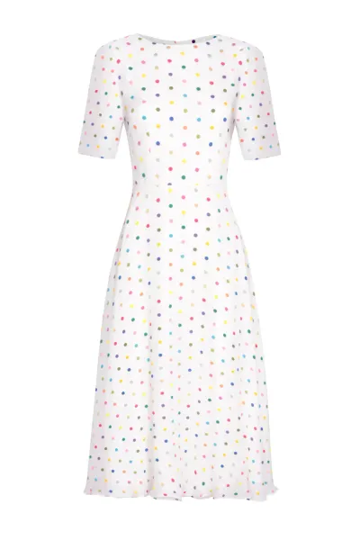 Midi Dress in Embroidered Dot Chiffon - Lexie