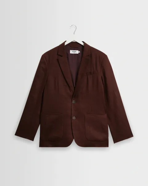 Fintry - Merlot Linen Single-Breasted Blazer