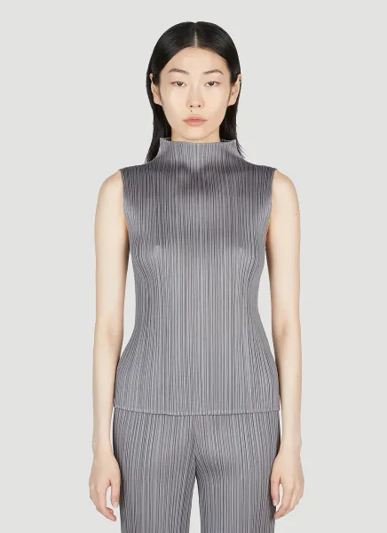 Pleated Mock Neck Top