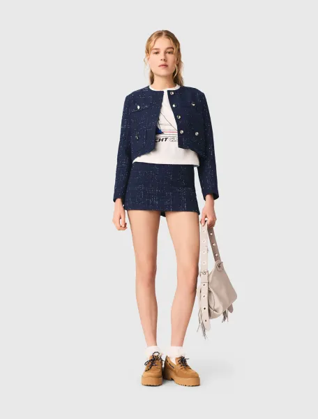 Short jacket with patch pockets