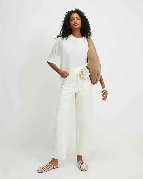 River Island Drop Shoulder Linen Blend T-Shirt