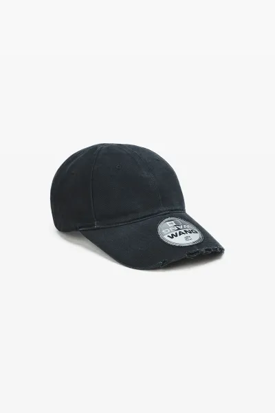 Unisex Logo Sticker Cap in Distressed Cotton Twill