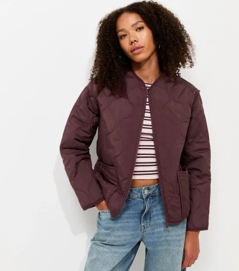 Women's Dark Burgundy Quilted Padded Jacket