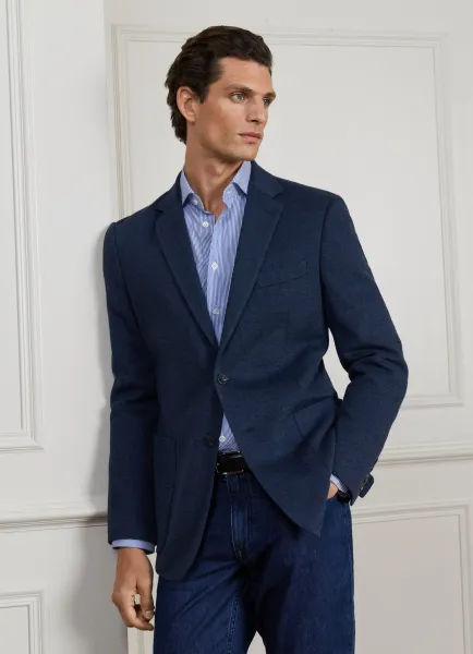 Cotton-Cashmere Blend Blazer-Woven in Italy