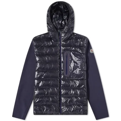 Down Front Knit Hooded Jacket