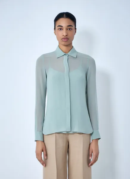 Sheer Button-Down Blouse