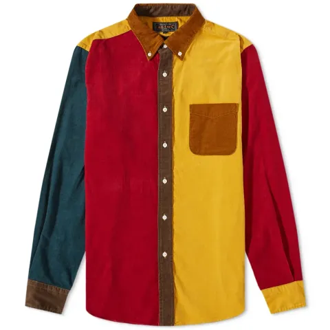 Button Corduroy Panel Shirt