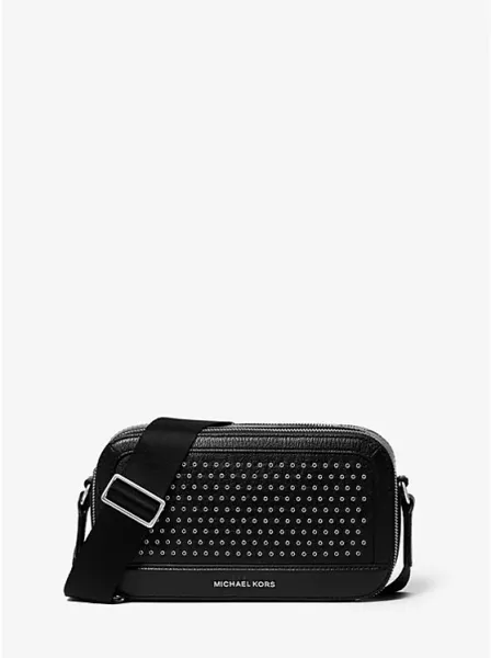 Hudson Grommeted Leather Crossbody Bag