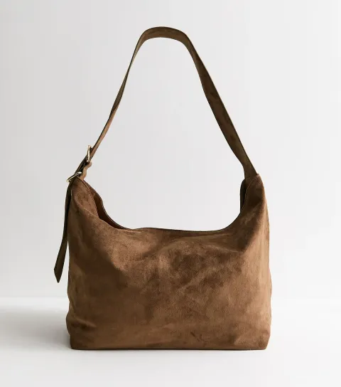 Camel Faux Suede Ring Detail Hobo Shoulder Bag