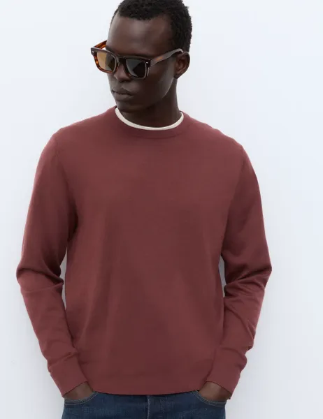 Autograph Pure Extra Fine Merino Wool Crew Neck Jumper Chestnut