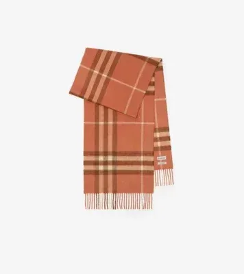 Check Cashmere Scarf in Clay pink