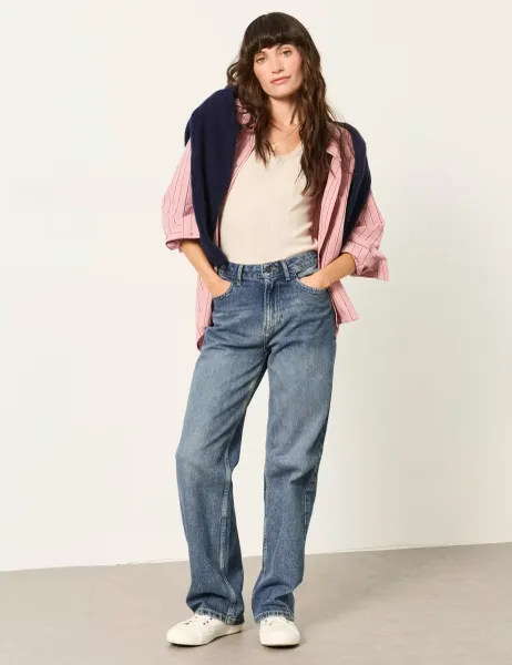 FatFace Mid Rise Straight Leg Jeans Blue