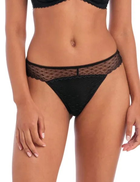 Freya Signature No VPL Lace Brazilian Knickers Black