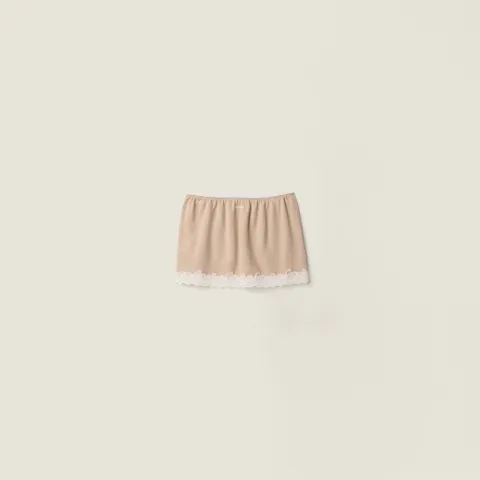 Cashmere and lace miniskirt