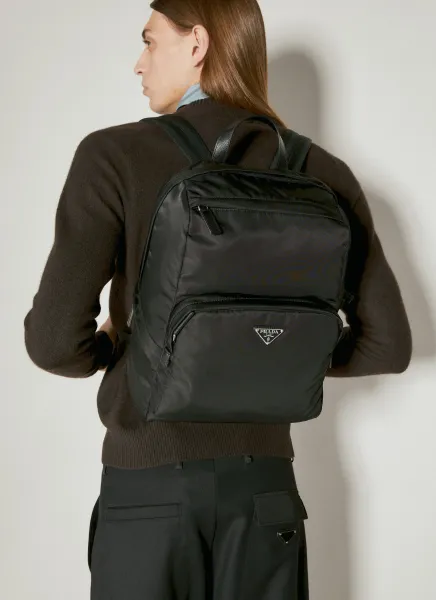 Re-Nylon And Saffiano Leather Backpack