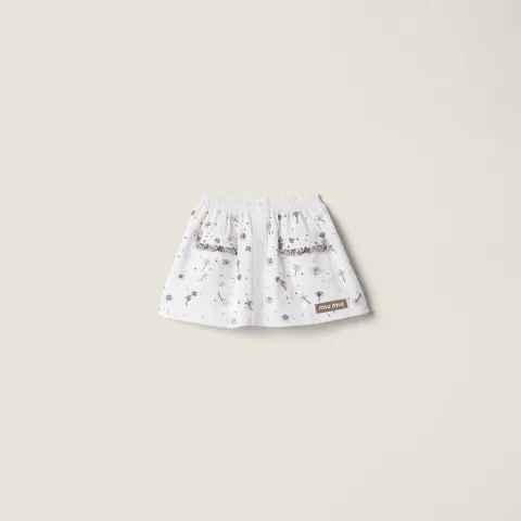 Embroidered poplin miniskirt