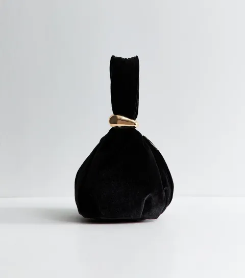 New Look Black Velvet Wristlet Pouch