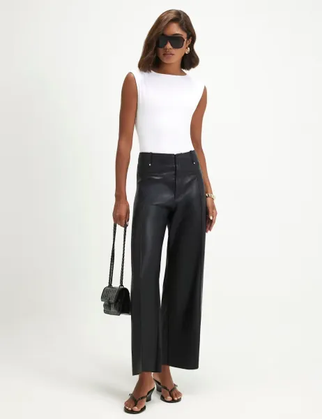 River Island Seam Detail Cropped Trousers Black