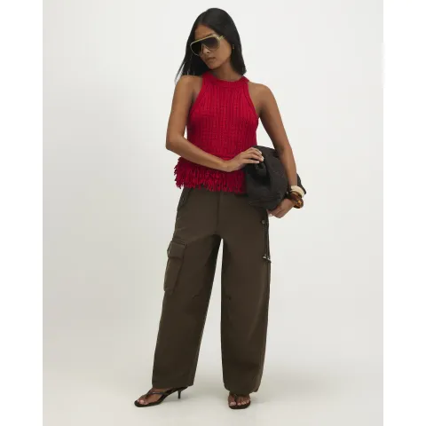 River Island Petite Mid Rise Cargo Barrel Leg Jeans