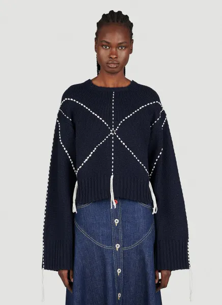Sashiko Stitch Embroidered Sweater