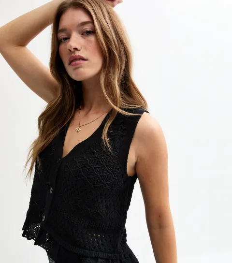 Women's Black Stitch Design Waistcoat