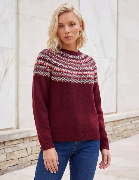 Roman Petite Fairisle Jumper Burgundy Mix