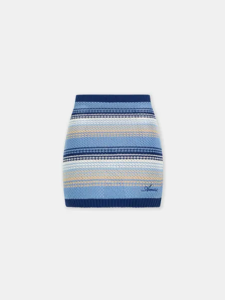 WOMEN - WOMEN'S SCRIPT STRIPE KNIT MINI SKIRT - Blue