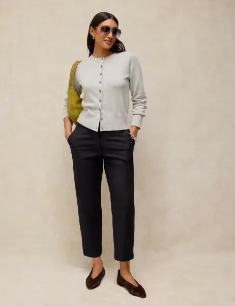White Stuff Illy Cotton Rich Straight Leg Cropped Trousers Black