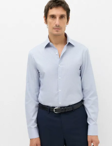 Marks & Spencer Slim Fit Textured Shirt Blue