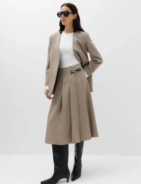 Marks & Spencer Pleated Midi Wrap Kilt Grey
