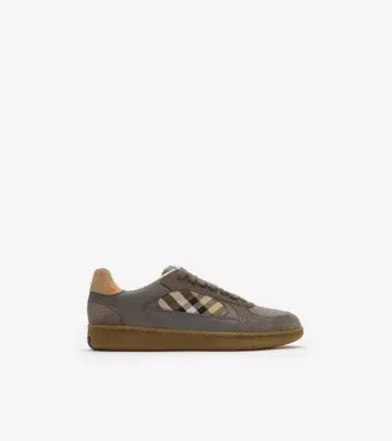 Leather, Suede and Check Terrace Sneakers​ in Tower grey/sand beige