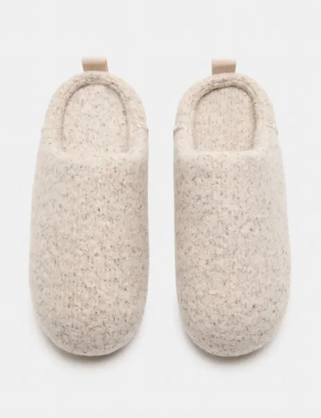 Marks & Spencer Felt Back Tab Mule Slippers Natural