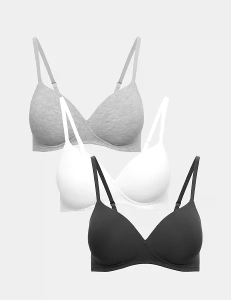 Marks & Spencer 3pk Non Wired Full Cup T-Shirt Bras A-E Dark Pewter