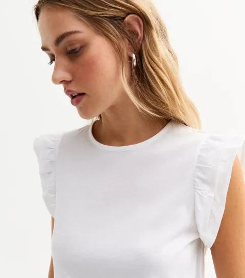 New Look Women's White Frill Trim Sleeveless Vest