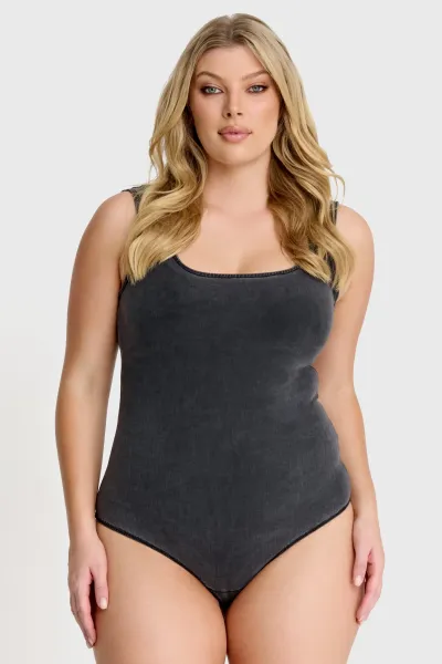 Freddy Scoop Neck Bodysuit - Black Denim