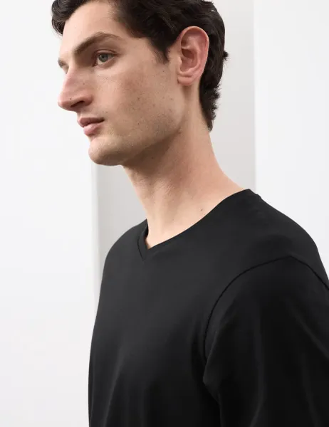 Autograph Pure Supima Cotton V-Neck T-Shirt Black